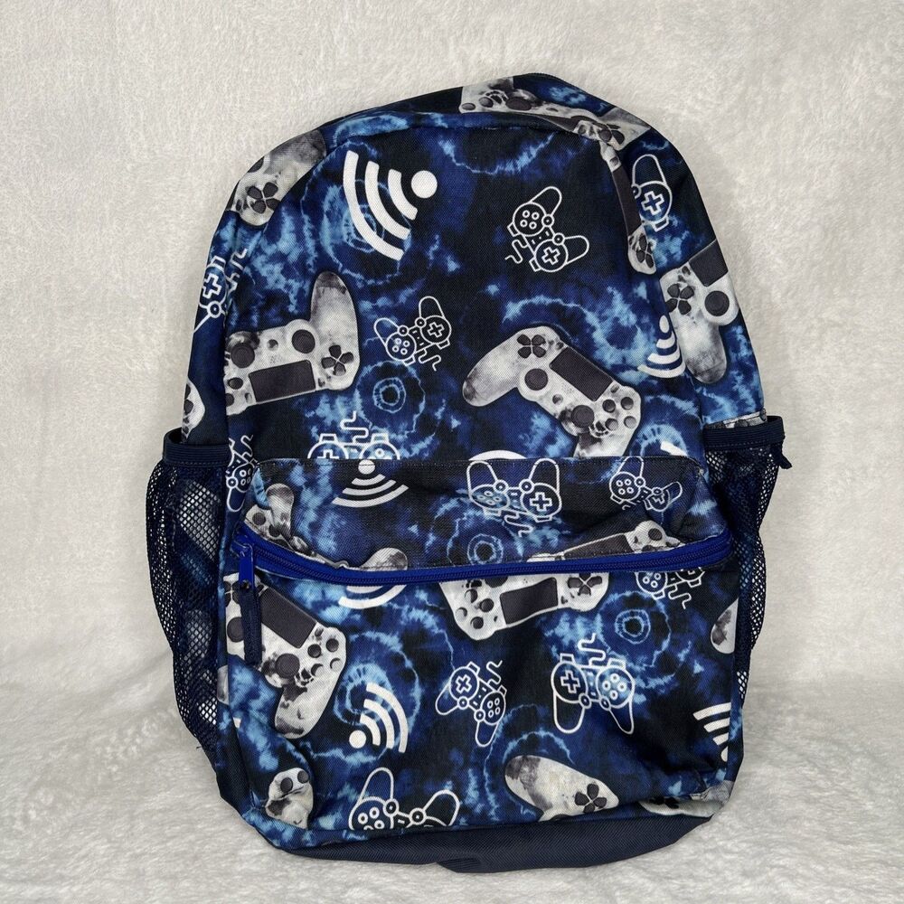 Childrens Place Backpack Kids Multicolor School Bag Pockets Zip Blue Gaming